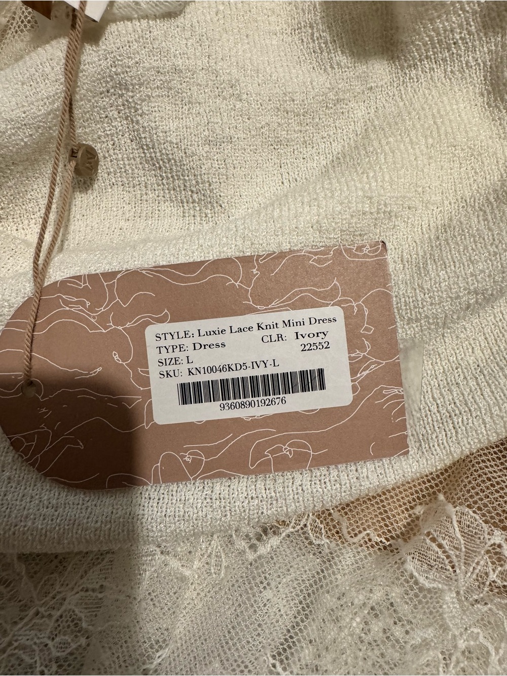 Brand new. Meshki White Off-Shoulder Lace Long Sleeve Mini Dress - Picture 5 of 6